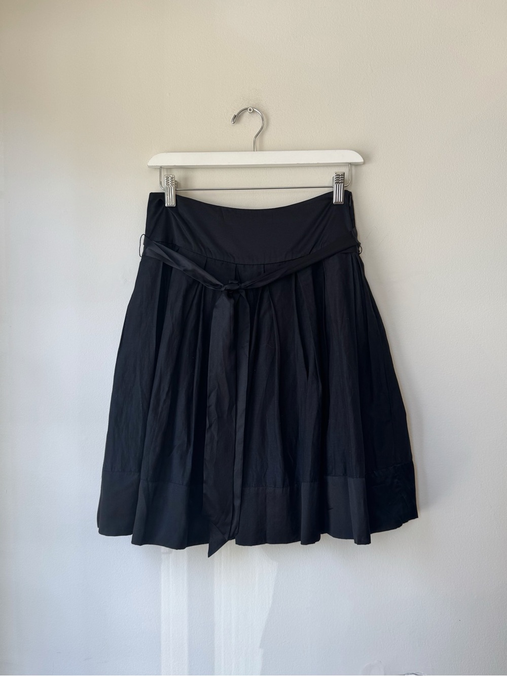 Black Silk + Cotton Whimsy Flutter Skirt with Belt